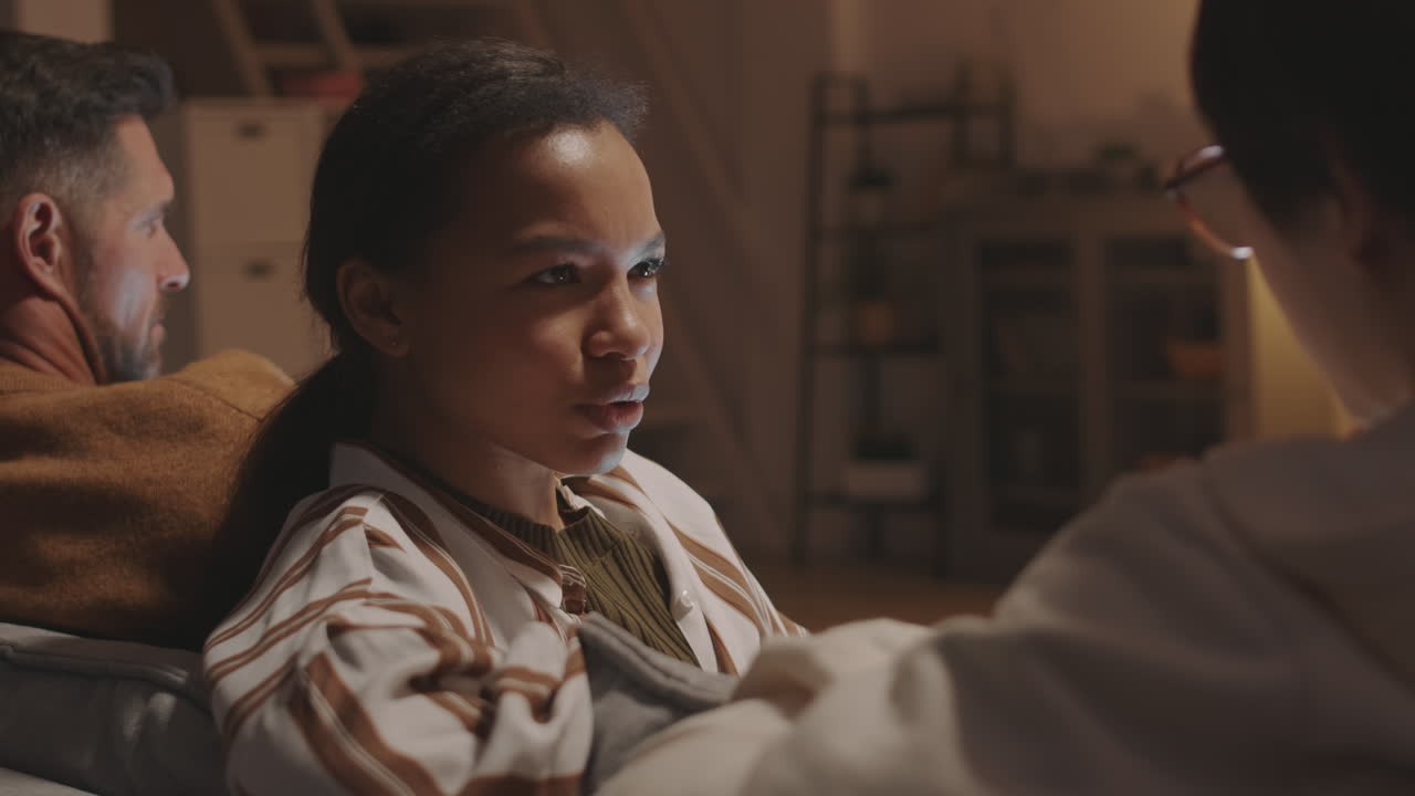 Young Mixed-Race Woman Talking to Friend