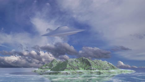 UFO over a tropical island