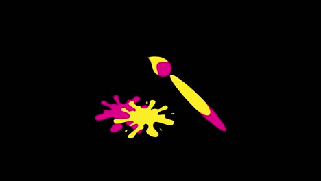 4k video of paintbrush in yellow and purple paints.