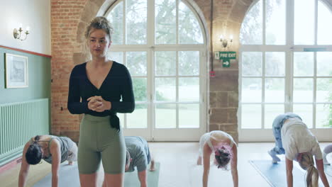 yoga class with instructor