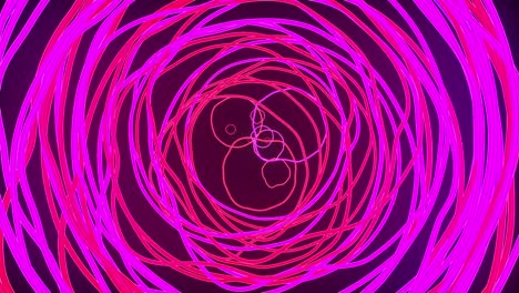 muchos anillos de neón ondulados delgados, generados por computadora. renderización 3d de fondo brillante