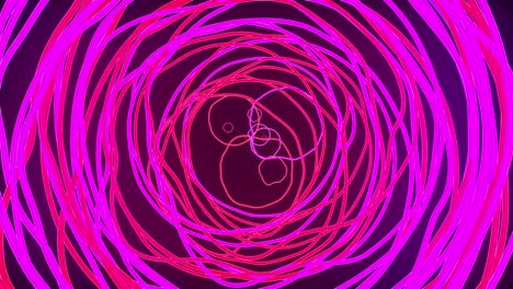 many thin wavy neon rings, computer generated. 3d rendering glowing background