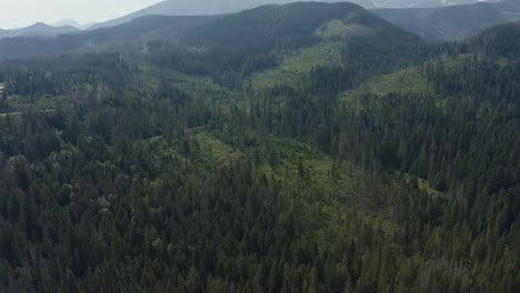 Aerial-View-Of-Forested-Tatra-Mountains-Near-Rural-Villages-In-Cyrhla,-Podhale-Region,-Poland