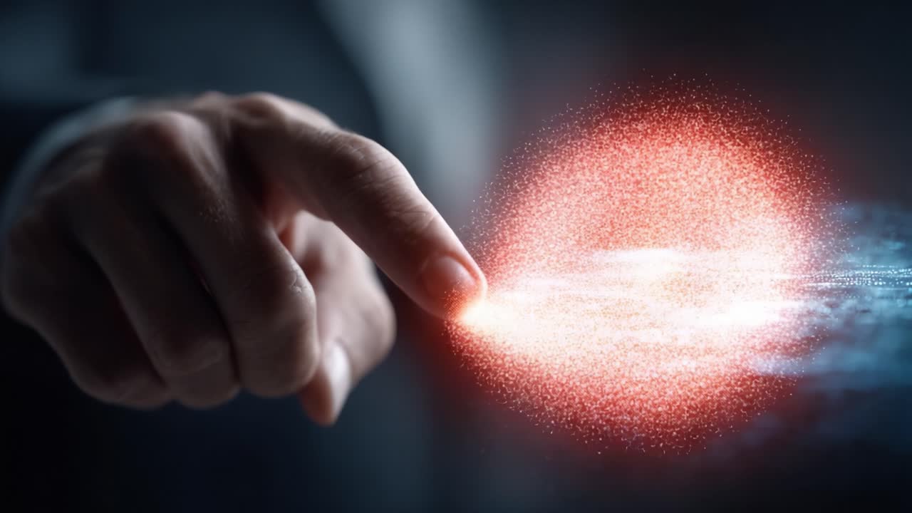 Un Primo Piano di una Mano che Indica, a Simboleggiare Connessione e Interazione con gli Ambienti Digitali e la Tecnologia Moderna, Rappresentando Innovazione e Progresso nella Comunicazione