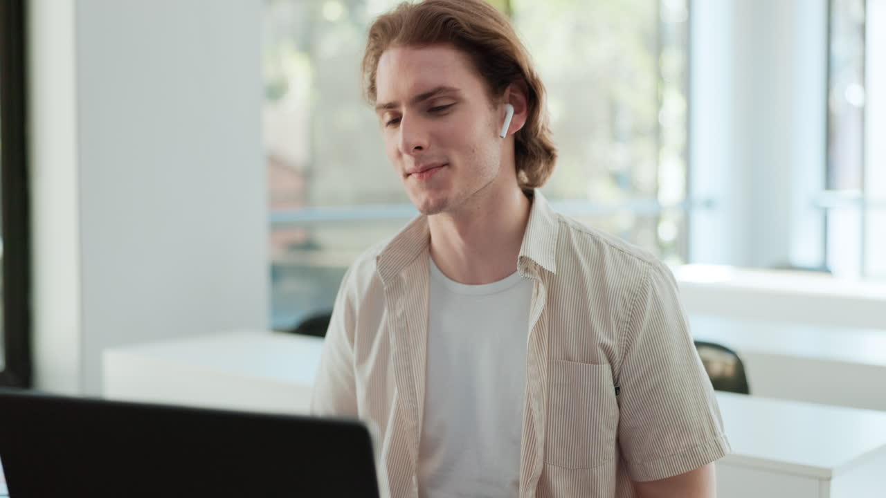 Young Man in Video Conference Call