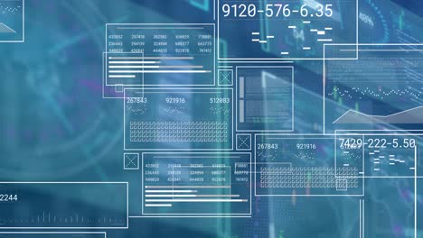 animación de la interfaz digital y el procesamiento de datos sobre fondo azul