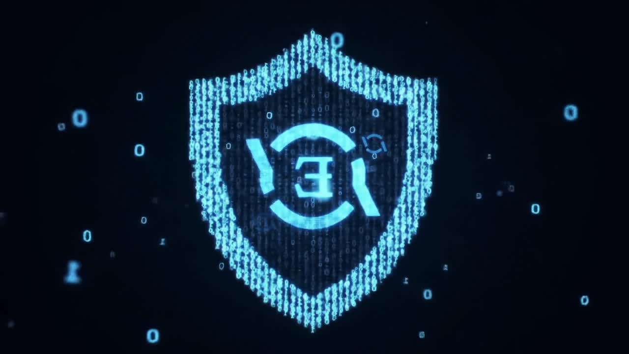 Innovative Digital Shield Design Showcasing Cybersecurity Themes with Glowing Elements and Binary Code Patterns Illustrating Protection in the Digital Realm