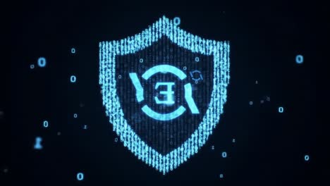 innovative digital shield design showcasing cybersecurity themes with glowing elements and binary code patterns illustrating protection in the digital realm