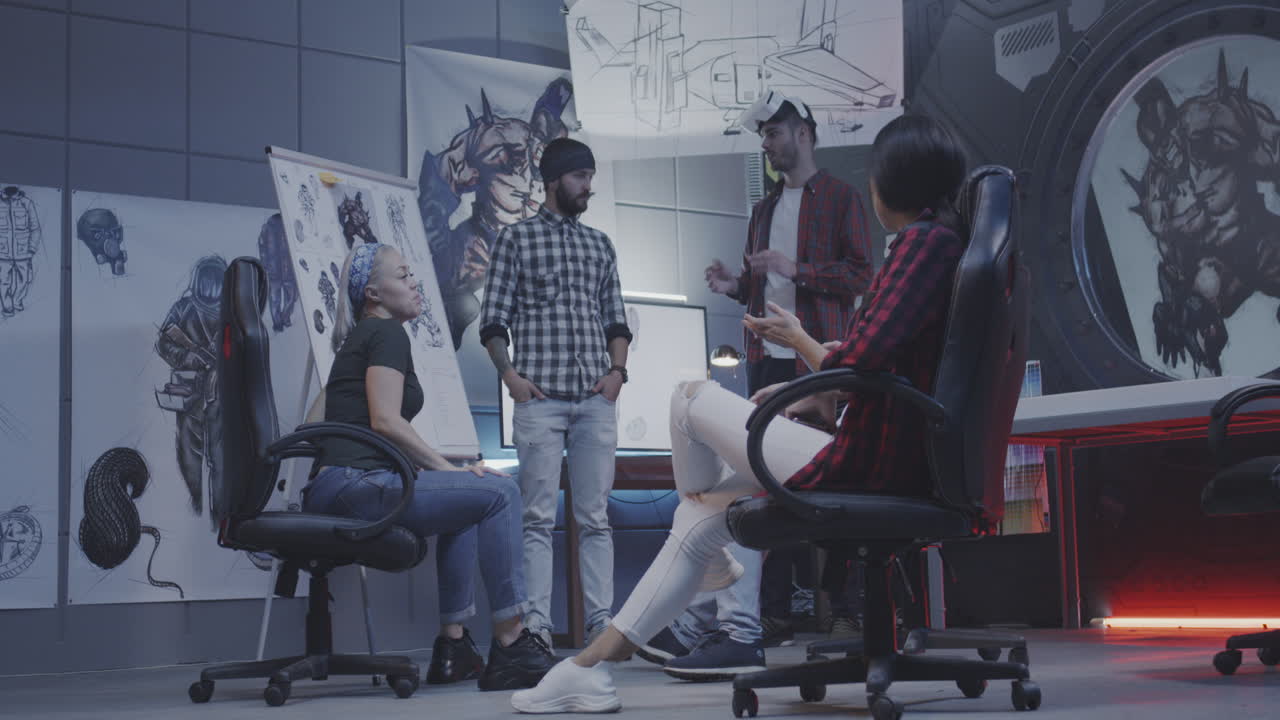 Creative Team Brainstorming in a Modern Design Studio