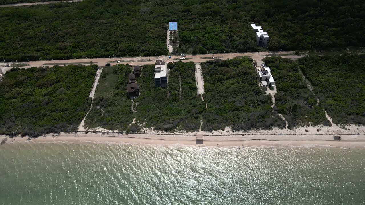 Sisal Aerial View 4K Empty Yucatan Beach On Mexican coast smooth drone shot