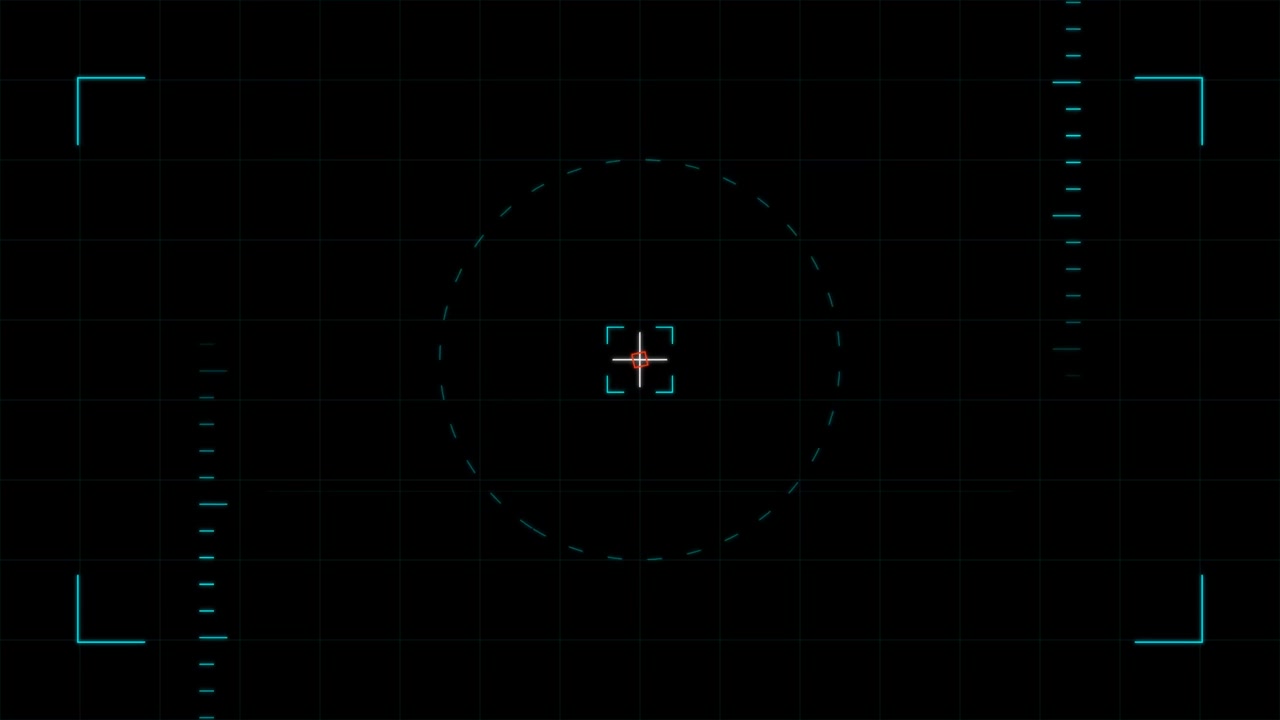 Digital HUD Interface with Scanning Crosshair and Grid