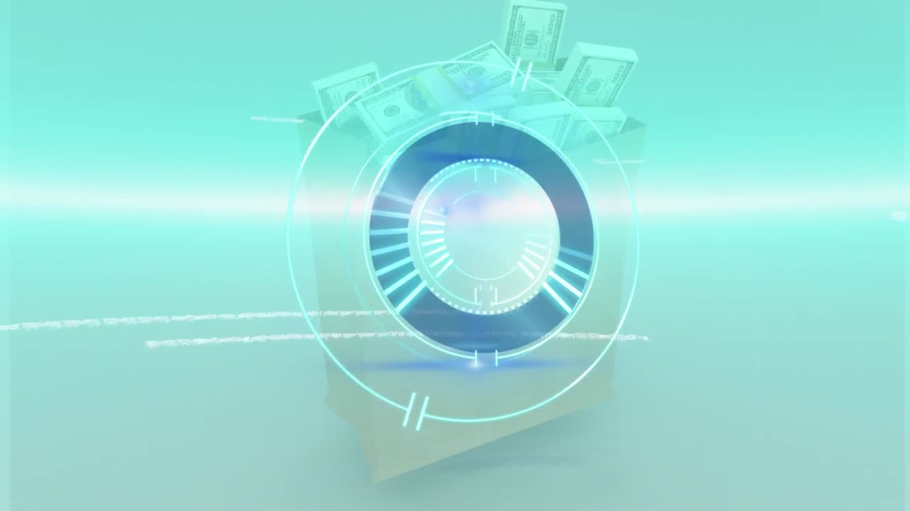 돈이 있는 지갑 위의 로딩 서클의 애니메이션