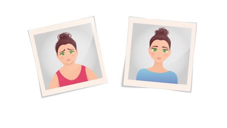 animation of woman before and after weight loss