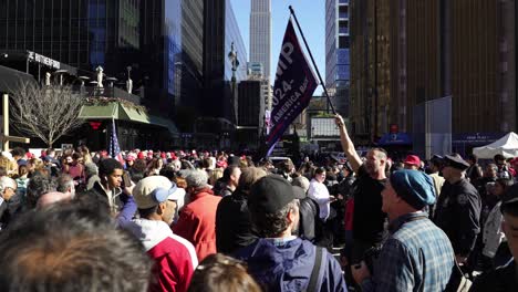 large crowd at a trump rally in new york city
