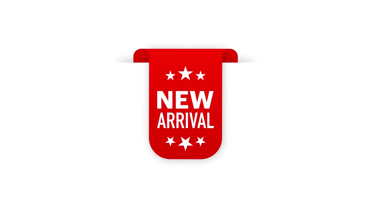 nueva llegada etiqueta roja en fondo blanco. nueva colección. gráficos en movimiento.