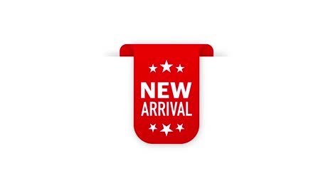 new arrival red label on white background. new collection. motion graphics.