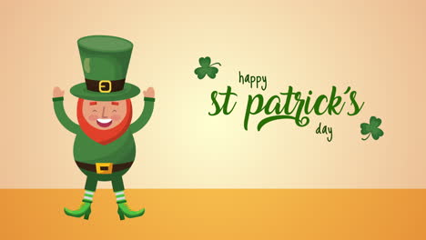 st patricks day animated card with elf character and lettering