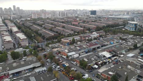 dron aéreo del área industrial