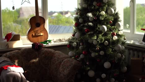 acoustic guitar. christmas gift with space for text