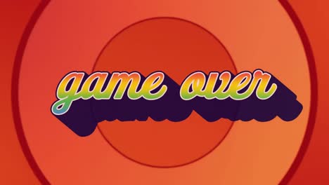 animación del juego sobre texto en letras de colores sobre fondo rojo