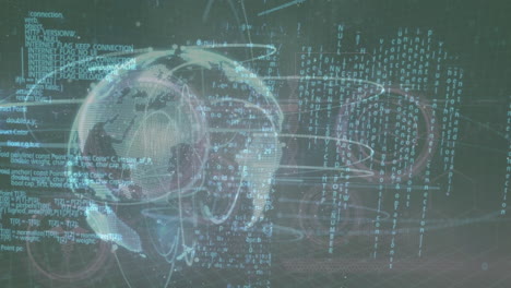 animation of globe and data processing on grey background