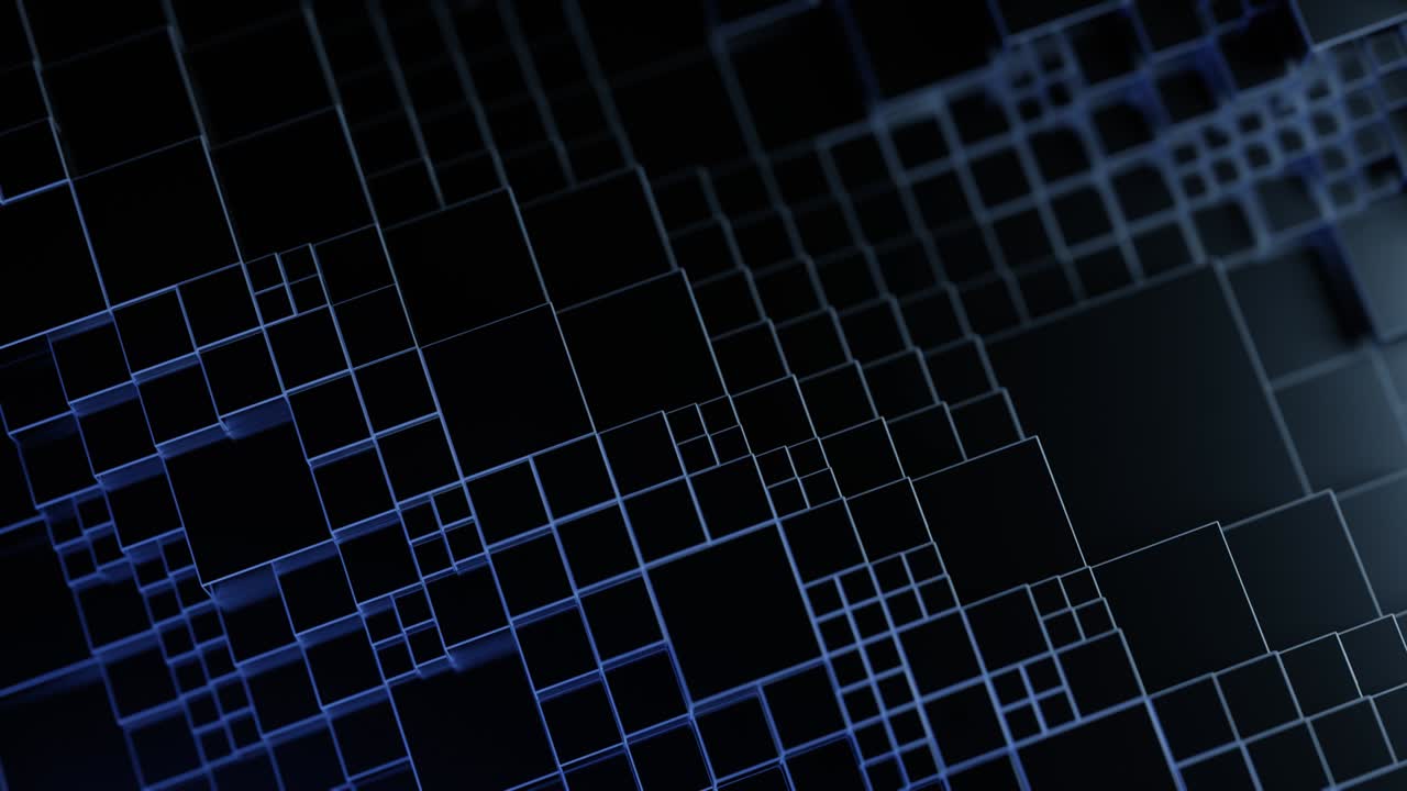 Elegant Black And Dark Blue Cubes. Abstract Cubes Geometric Surface Loop Black.