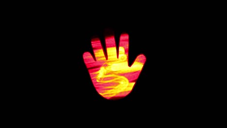 red hand sign to stop  / closed sign / beware symbol animation graphic / loop able with 3 different elements / do not enter / stop motion light painting