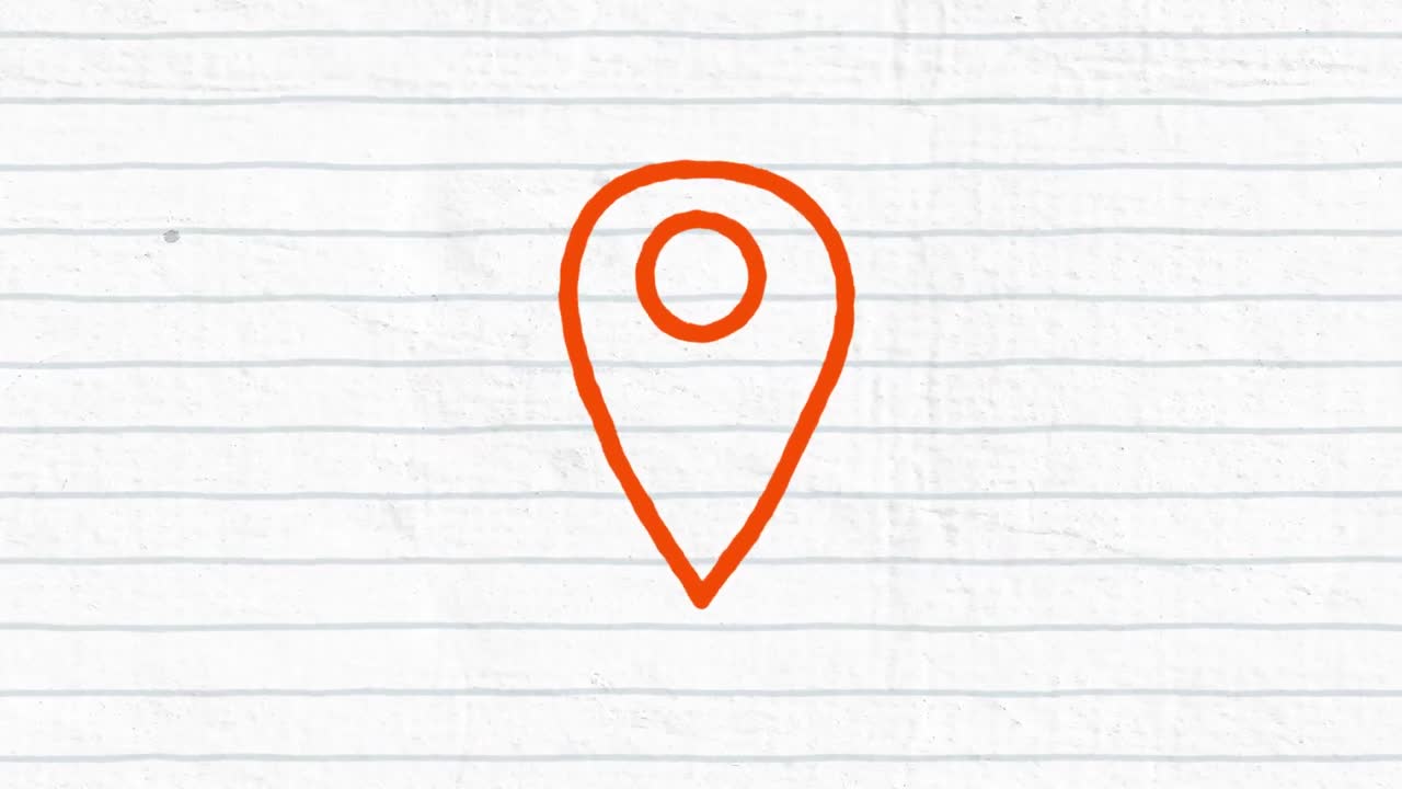 анимация значка красного штифта людей, нарисованных вручную маркером на белой обшитой бумаге