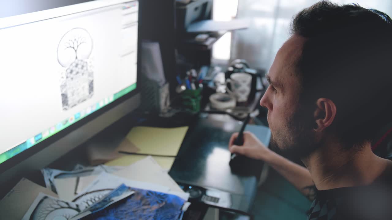 Designer working on digital art project