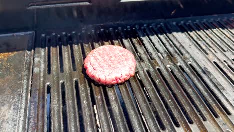 hamburger patty cooking on a barbecue grill