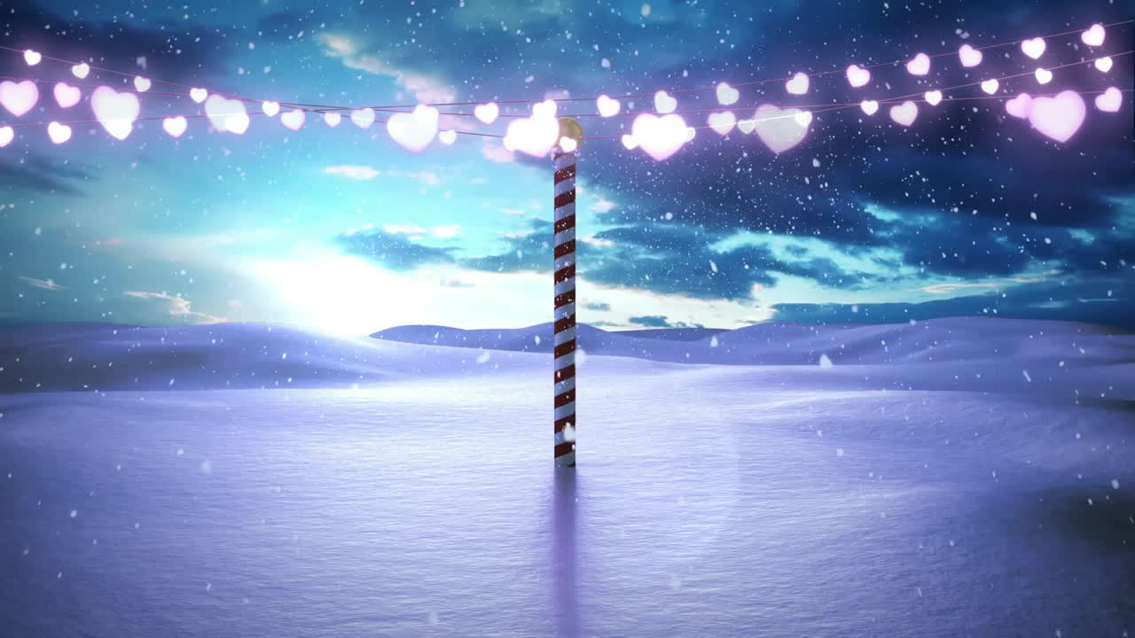 마음의 애니메이션과 북극에서 눈이 떨어지는 것