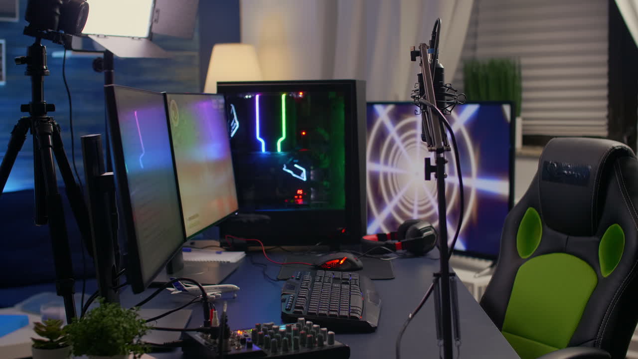 Slide view of streaming home studio