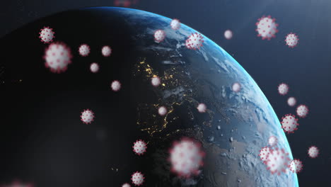 el coronavirus de bacterias voladoras sobre el planeta tierra.