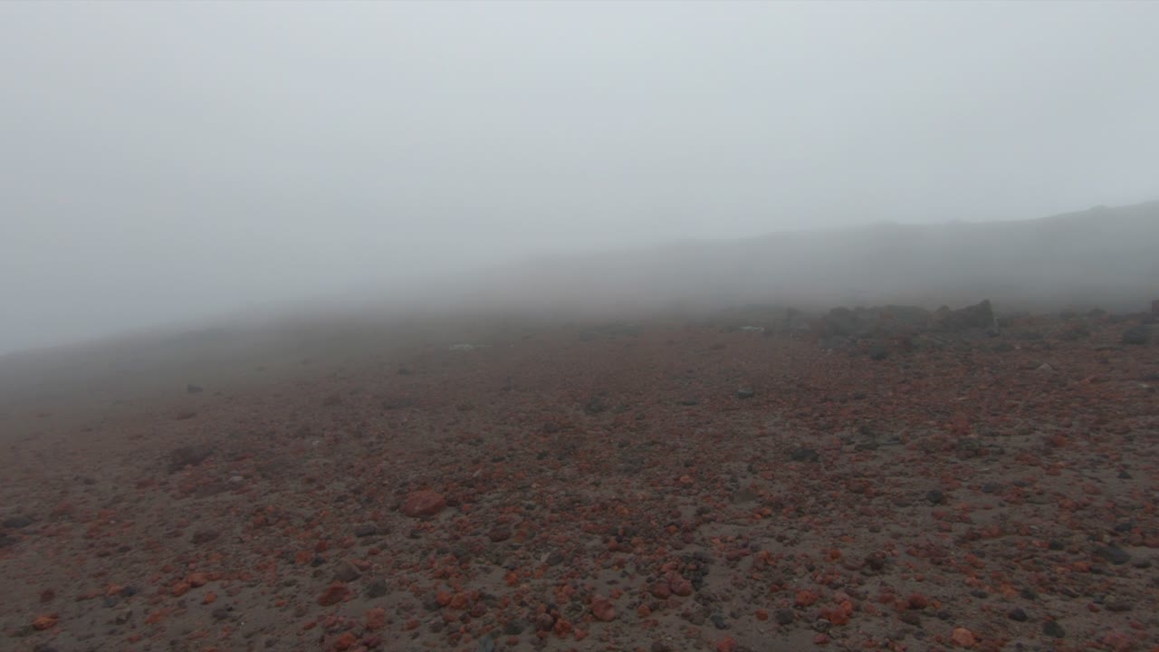 Low visibility fog layer high altitude Cotopaxi National park Ecuador highlands Andes mountains