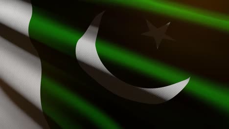 60fps dark pakistan flag colored in green, white with fabric texture waving - background, uhd 4k 3d seamless looping animation