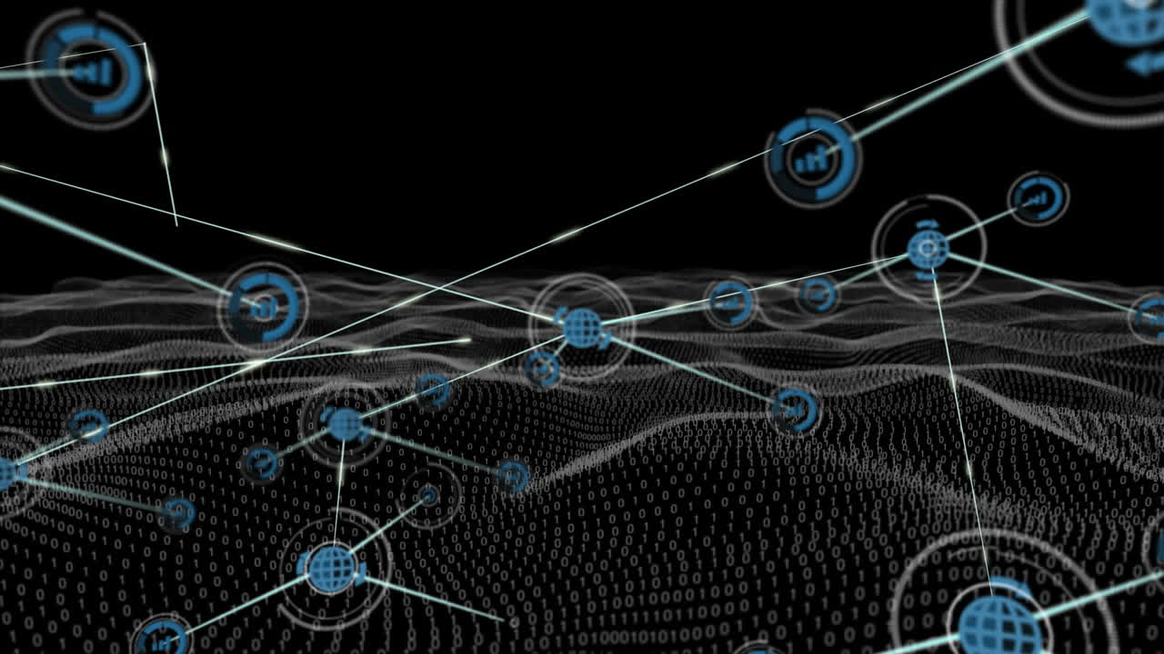 Connectors moving on black digital background