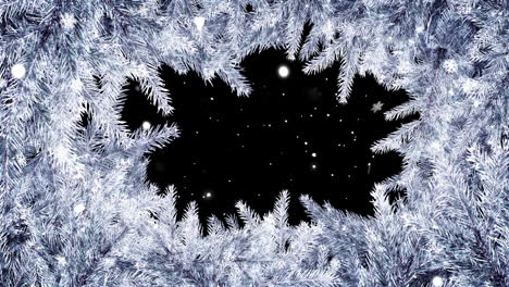 animation of snow falling over snow falling over fir tree branches