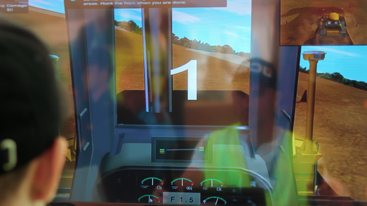 aprendizaje de conducción en un bulldozer de oruga