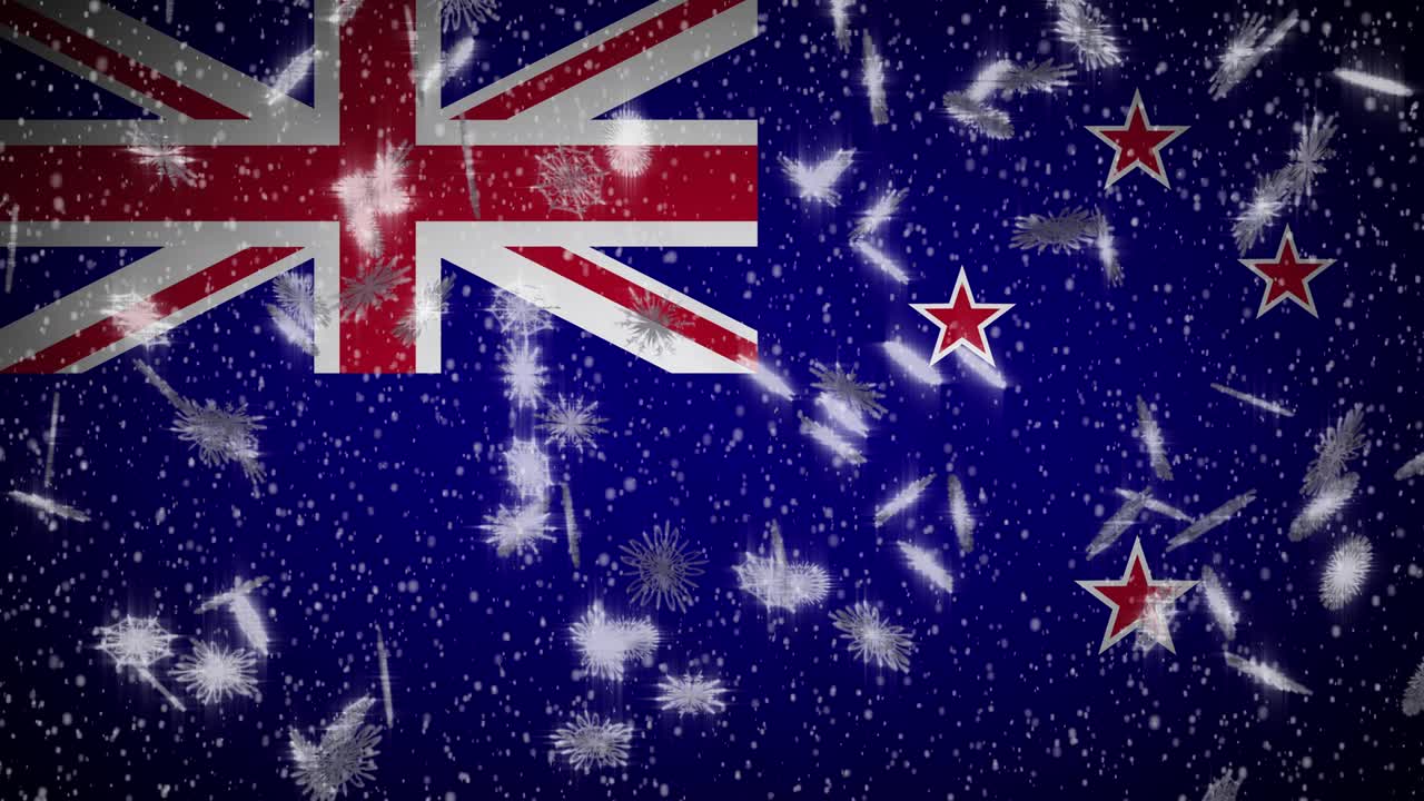 뉴질랜드 발, 눈이 내리는 루프, 새해와 크리스마스 배경, 루프