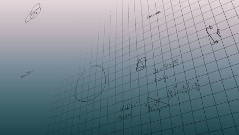 Animation-Mathematischer-Gleichungen-über-Einem-Gitternetz-Vor-Einem-Grauen-Hintergrund-Mit-Farbverlauf