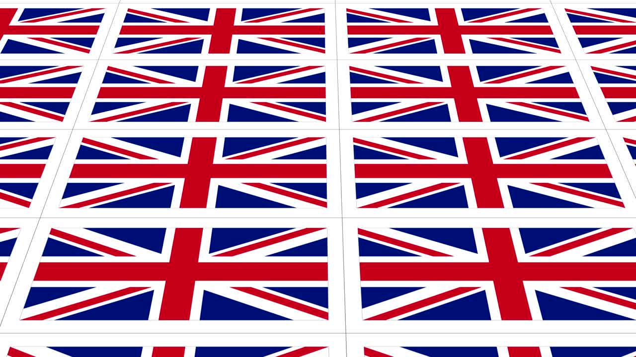 postales con la bandera nacional del reino unido en bucle