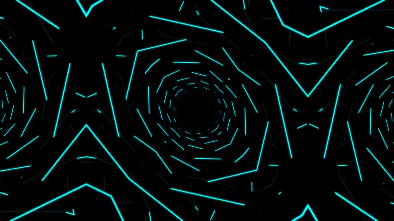 Abstract Neon Blue Geometric Tunnel Motion Background