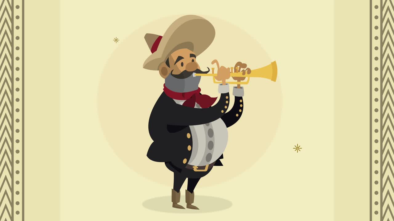 mexican trumpeter mariachi character animation