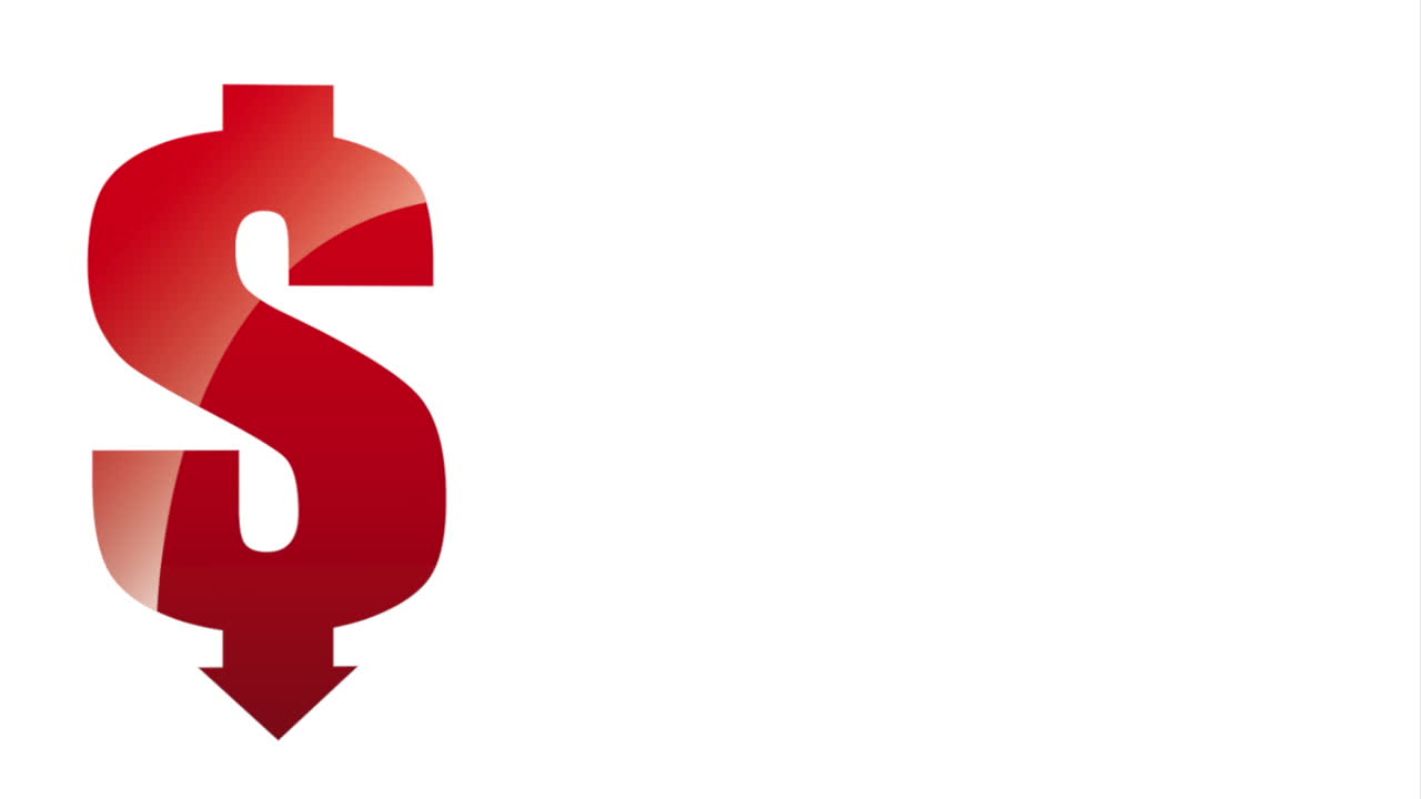 signo de dólar rojo con flecha hacia abajo