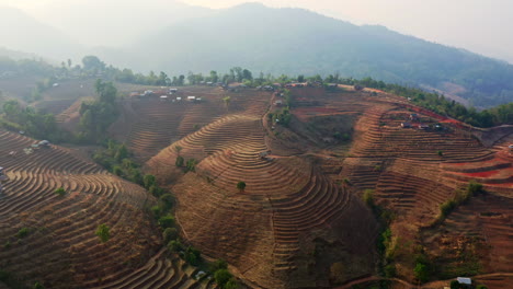 stepped hills with rice plantation terraces in ban pa pong piang