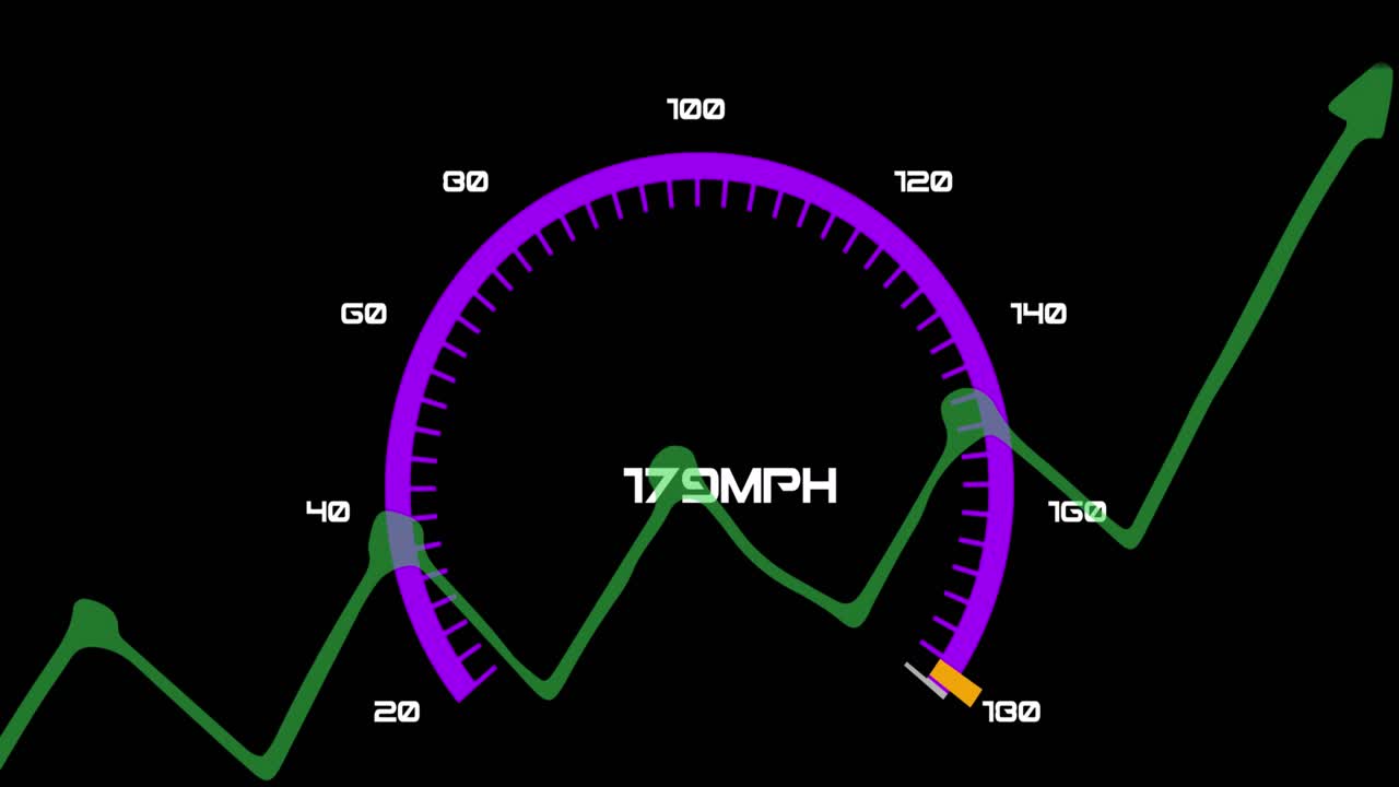 Animation of data processing over car panel on black background
