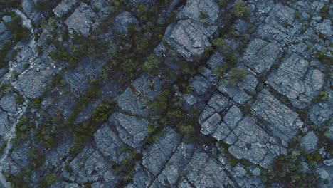 drone shot of the rock textures in the grampians, australia