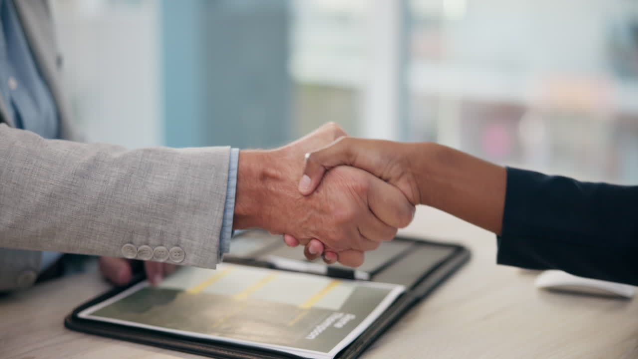 Business handshake during a meeting