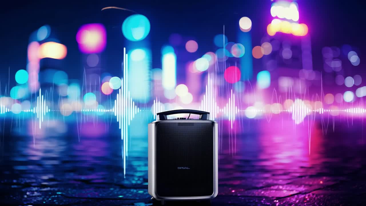Portable Speaker in a Cityscape