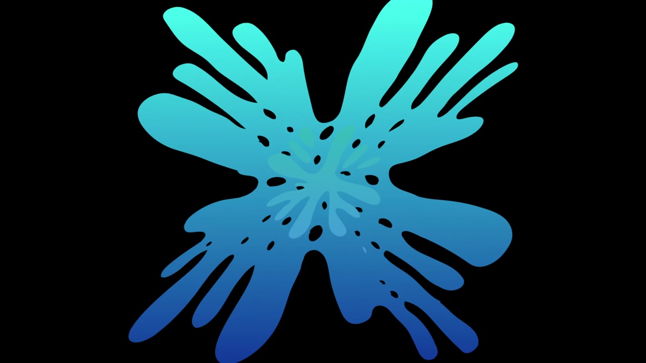 Motion graphic astratta con forme liquide blu e verdi che si espandono e si contraggono